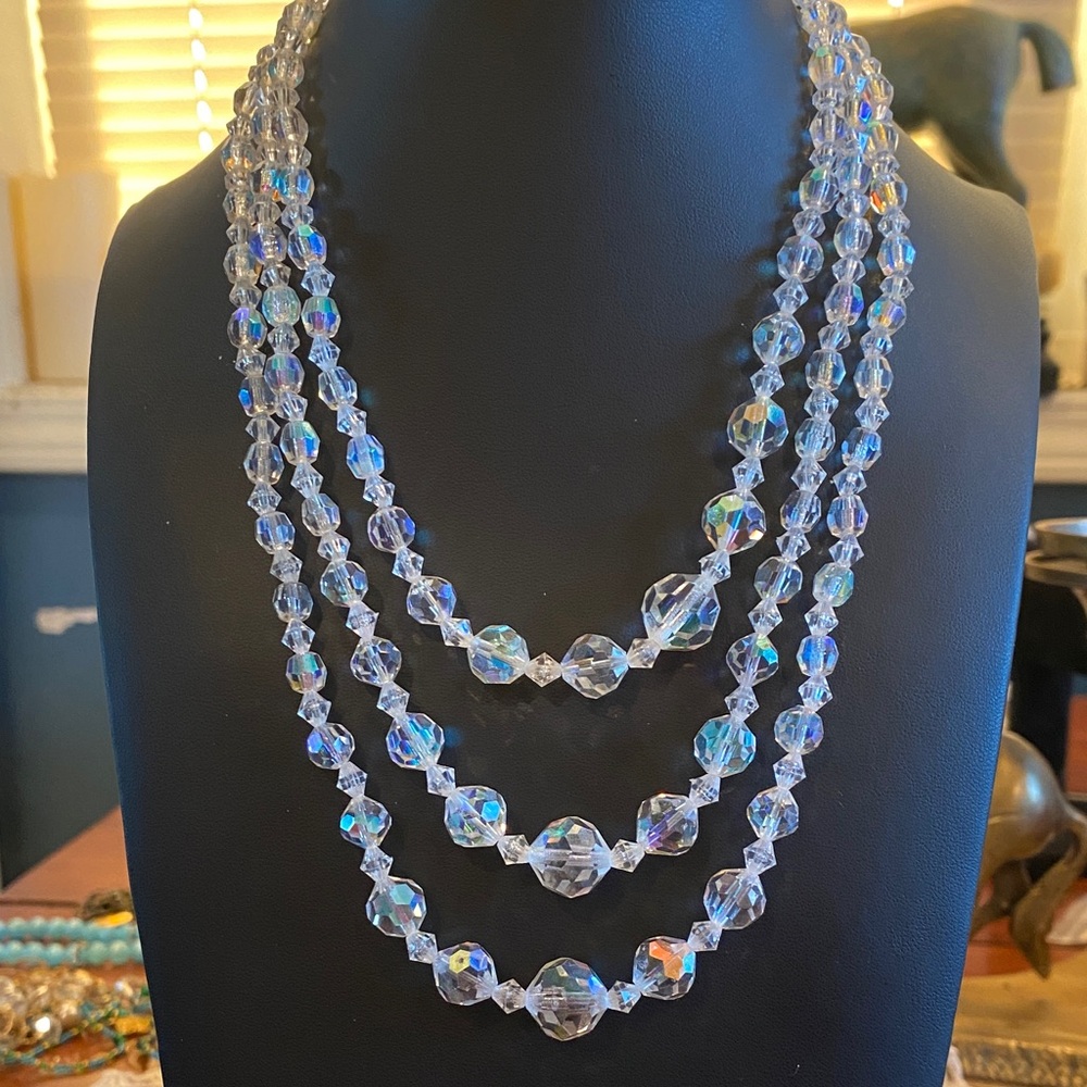 Elegant Crystal Aurora Borealis Beaded Necklace